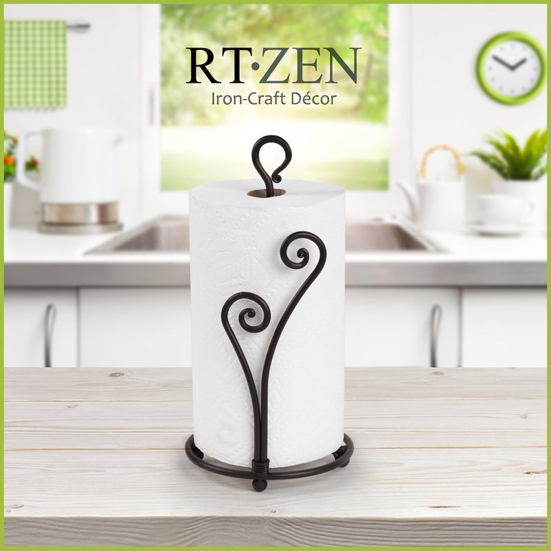 RTZEN Matte Black Paper Towel Holder Countertop - Decorative Farmhouse Paper Towel Roll Holder - Rustic Metal Modern Stand for Kitchen or Bathroom (Heart Shaped) - Image 4